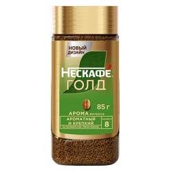 Кофе растворимый НЕСКАФЕ Gold Aroma сублимированный с добавлением натурального жареного молотого, ст/б, 85г, крупный план