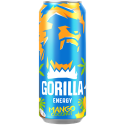 Напиток энергетический GORILLA Mango Coconut тонизирующий сильногазированный, 0.45л, крупный план