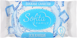 Салфетки влажные SOFITA освежающие с термальной водой, 15шт, картинка