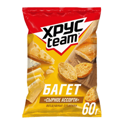 Сухарики ХРУСTEAM багет Сырное ассорти, 60г, фото