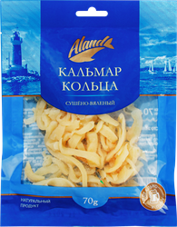 Кальмар сушено-вяленый АЛАНД кольца, 70г, фотография