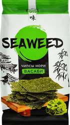 Чипсы нори со вкусом васаби, 4,5г, крупный план