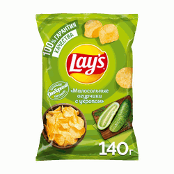 Чипсы картофельные LAY'S Малосольные огурчики с укропом, 140г, изображение