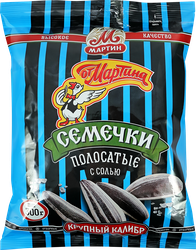 Семечки ОТ МАРТИНА полосатые отборные, с солью, 300г, крупный план