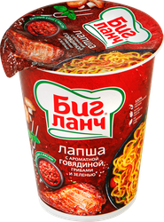 Лапша БИГ ЛАНЧ с ароматной говядиной, грибами и зеленью, 65г, детальное фото
