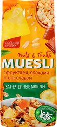 Мюсли запеченные с фруктами, орехами и шоколадом, 220г, фотография