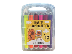 Набор фломастеров с печатью, Арт. 608-12, 12шт, изображение