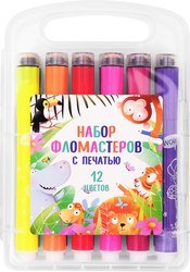 Набор фломастеров с печатью, Арт. 608-12, 12шт, изображение