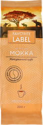 Кофе молотый ФЭЙВОРИТ ЛЭЙБЛ Мокка, 200г, крупный план