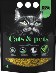 Наполнитель комкующийся CATS AND PETS Тофу Зеленый чай, 6л, картинка