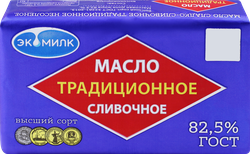 Масло сладкосливочное ЭКОМИЛК Традиционное 82,5%, без змж, 160г, вид
