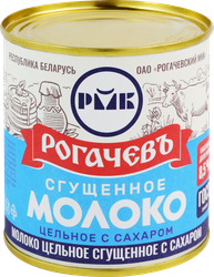 Молоко сгущенное РОГАЧЕВЪ цельное с сахаром 8,5%, без змж, 380г, детальное фото