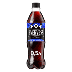 Напиток EVERVESS Cola Zero Sugar Кола без сахара газированный, 0.5л, картинка