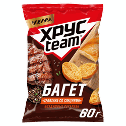 Сухарики пшеничные ХРУСTEAM со вкусом телятины со специями, 60г, изображение