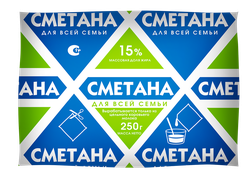 Сметана ДЛЯ ВСЕЙ СЕМЬИ 15%, без змж, 250г, картинка