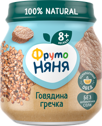 Пюре мясо-растительное ФРУТОНЯНЯ Говядина с гречкой и морковью, с 8 месяцев, 100г, детальное фото