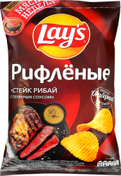 Чипсы картофельные LAY'S Рибай с перечным соусом, рифленые, 140г, изображение