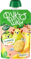 Пюре ФРУКТОШКИ из яблок, бананов и груш с печеньем, 90г, фото