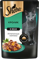 Корм консервированный для взрослых кошек SHEBA ломтики в желе с кроликом, 75г, картинка