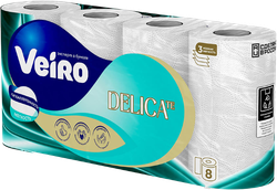 Туалетная бумага VEIRO Delicate 3-х слойная, 8 рул., фотография