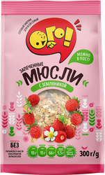 Мюсли запеченные ОГО! с земляникой, 300г, крупный план