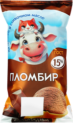Мороженое Пломбир шоколадный 15% ГОСТ, без змж, вафельный стаканчик, 100г, вид