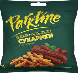 Сухарики ржаные ПАРКЛАЙН со вкусом копченой колбаски, 80г, фотография