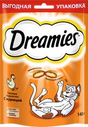 Лакомство для кошек DREAMIES Подушечки с курицей, 140г, детальное фото