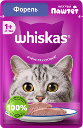 Корм консервированный для кошек WHISKAS Форель, паштет, 75г, детальное фото