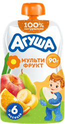 Пюре фруктовое детское АГУША Мультифрукт, с 6 месяцев, 90г, фотография