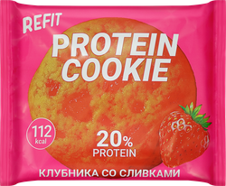 Печенье протеиновое РЕФИТ Клубника со сливками, 40г, изображение