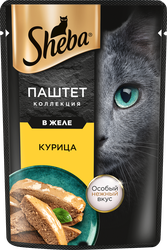 Корм консервированный для кошек SHEBA Нежный паштет в желе Курица, 75г, крупный план