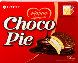 Печенье LOTTE Choco Pie бисквитное в шоколадной глазури, 12х28г, детальное фото