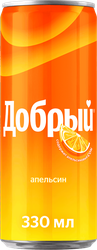 Напиток ДОБРЫЙ Апельсин с витамином С, с пониженной калорийностью сильногазированный, 0.33л, крупный план