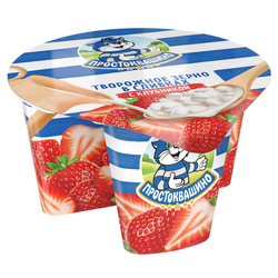 Продукт творожный ПРОСТОКВАШИНО Творожное зерно Клубника 5%, без змж, 140г, фото