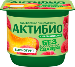 Йогурт АКТИБИО с персиком и малиной, без сахара 3% без змж, 130г, фото