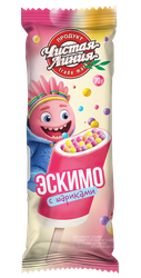 Мороженое ЧИСТАЯ ЛИНИЯ Пломбир с рисовыми шариками в глазури с ароматом малины 12%, без змж, эскимо, 70г, фотография