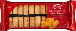 Рулет УСЛАДА Вафельный Кот Федот со вкусом и ароматом сгущенного молока, 400г, крупный план