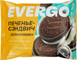 Печенье протеиновое EVERGO со сливочной начинкой, сэндвич, 45г, фотография