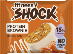 Пирожное протеиновое FITNESSHOCK Брауни Сливочный со вкусом карамели, глазированное, 50г, детальное фото