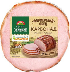 Карбонад копчено-вареный СЕЛО ЗЕЛЕНОЕ из свинины, весовой, вид