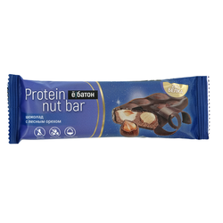 Батончик Ё БАТОН Protein nut bar со вкусом шоколада, с цельным лесным орехом, 40г, крупный план