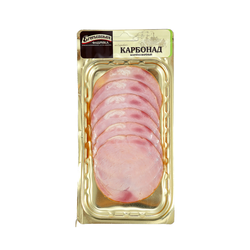 Карбонад копчено-вареный ЕГОРЬЕВСКАЯ по-Егорьевски, нарезка, 80г, крупный план