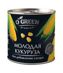 Кукуруза O`GREEN Premium, молодая без сахара, 425мл, изображение