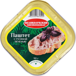 Паштет ВЕЛИКОЛУКСКИЙ МК с гусиной печенью, 90г, детальное фото
