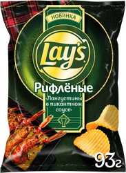 Чипсы картофельные LAY'S Лангустины в пикантном соусе, рифленые, 93г, изображение