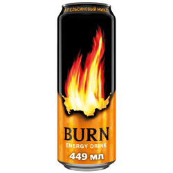 Энергетический напиток BURN Апельсиновый Микс ж/б 0,449л., крупный план