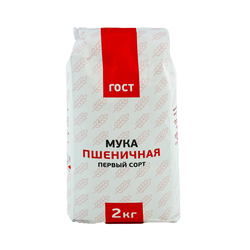 Мука пшеничная ГОСТ 1 сорт бум/уп 2кг, картинка