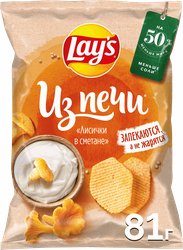 Чипсы картофельные LAY’S Из печи Лисички в сметане ф/п 81г., фото