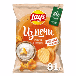 Чипсы картофельные LAY’S Из печи Лисички в сметане ф/п 81г., картинка